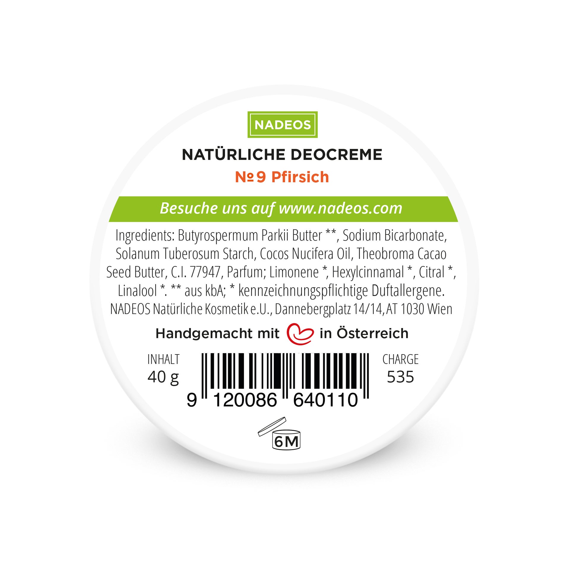 Natürliche Deocreme Pfirsich