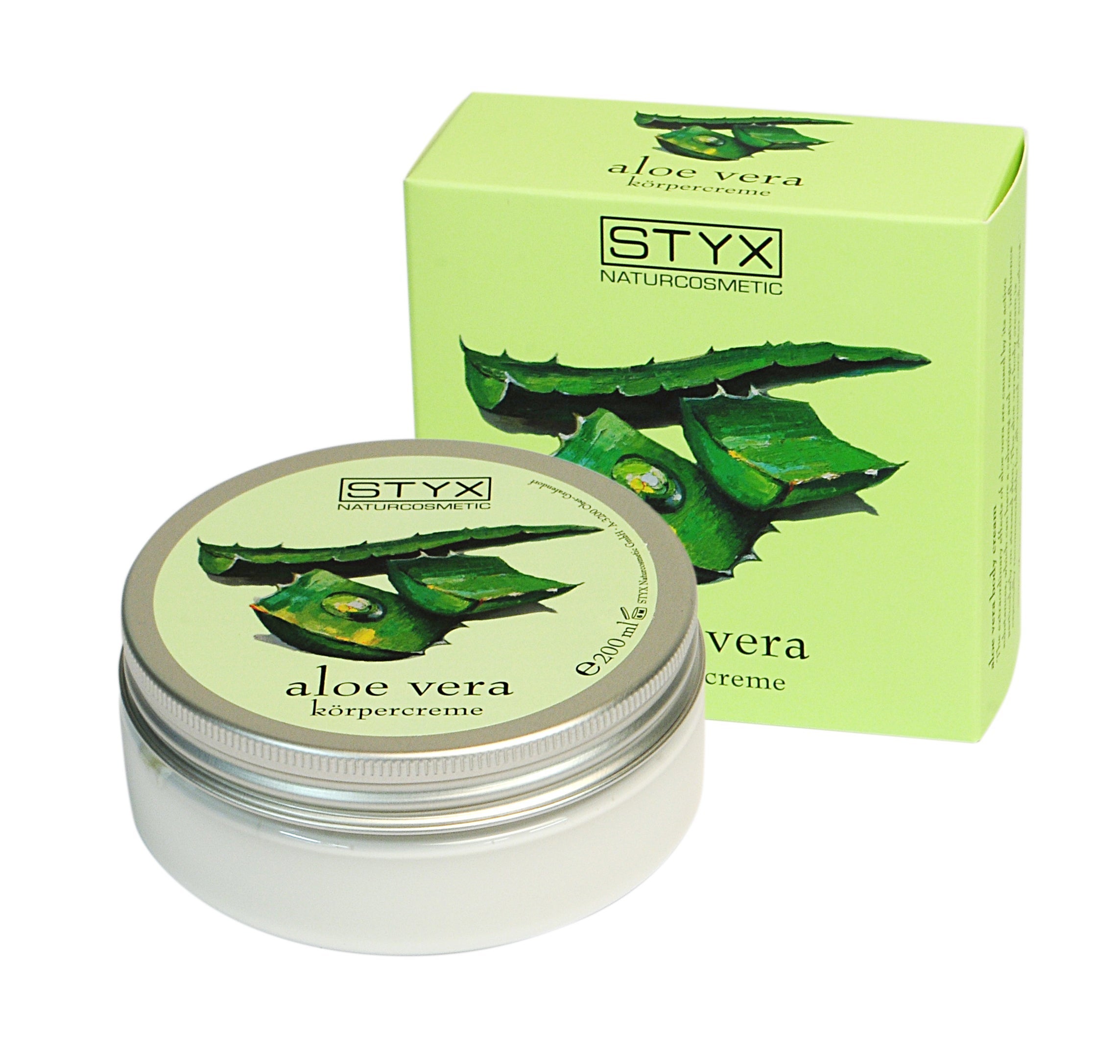 styx-koerpercreme-aloe-vera-200ml-mit-schachtel Flasche, Gesicht, Kopf, Person, Kräuterig