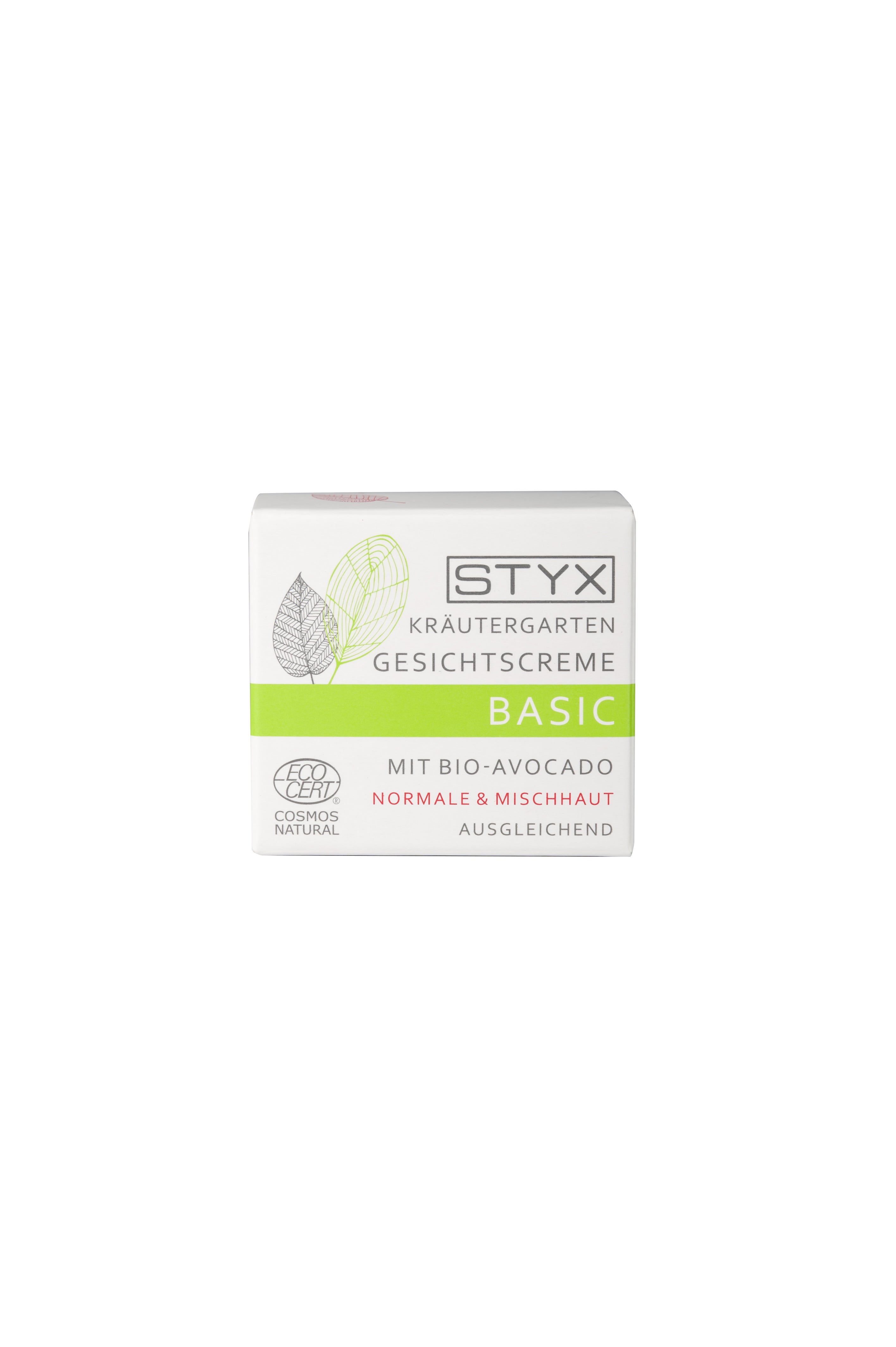 styx-kraeutergarten-gesichtscreme-bio-avocado-schachtel-50ml Crème pour le visage BASIC au jardin d'herbes aromatiques et à l'avocat bio