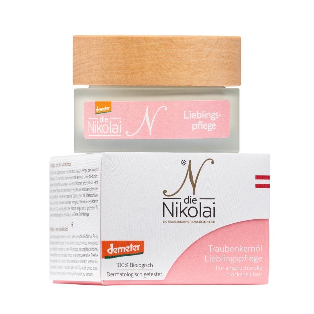 dieNikolai-traubenkernoel-gesichtspflege-50ml-mit-schachtel Olio di semi d'uva cura preferita