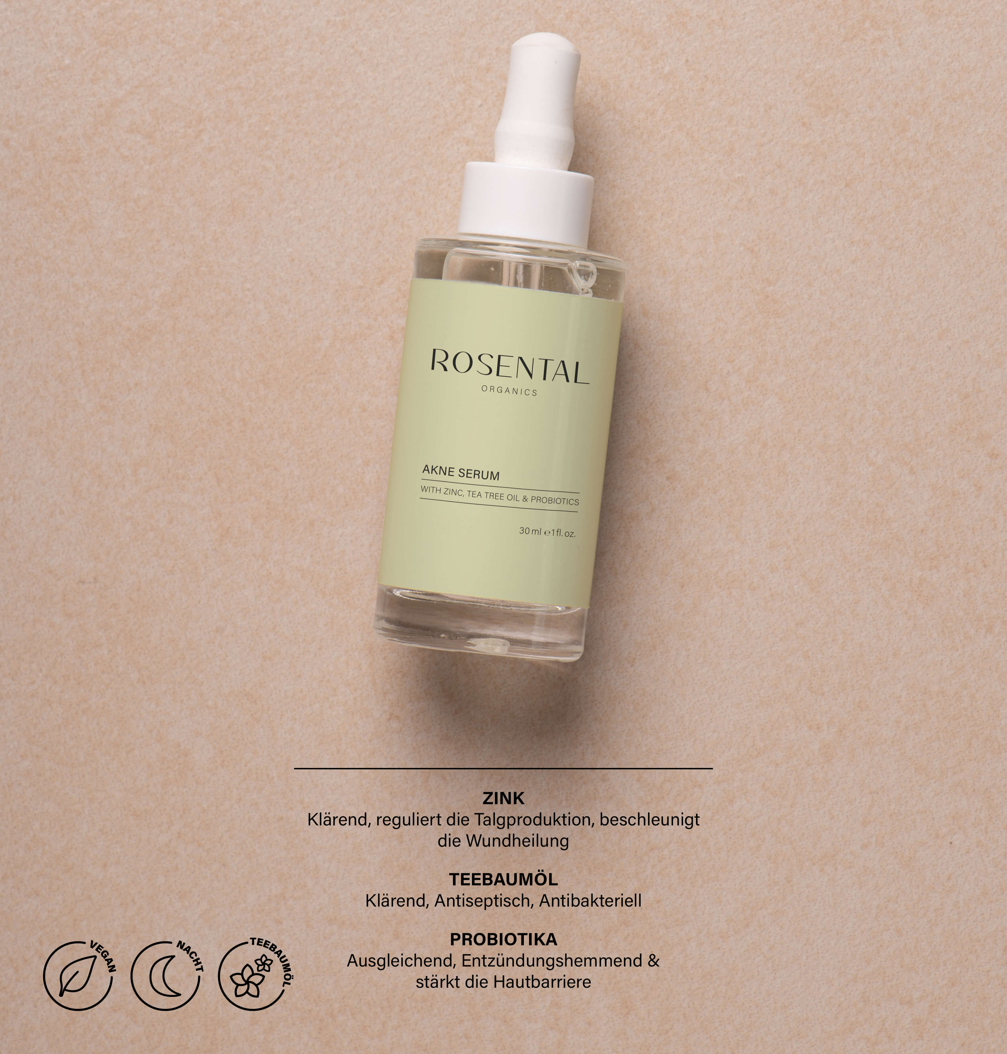 rosental-organics-4260576416346-akne-serum-bild3-overlay Sérum contre l'acné | avec zinc, huile d'arbre à thé & probiotiques