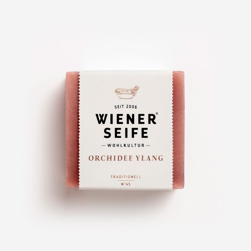Orchidee-Ylang Seife N°45 Visitenkarte, Papier, Text