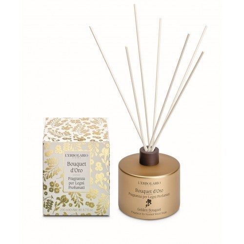 lerbolario-bouquet-d-oro-raumduft-mit-holzstaebchen-200ml-2 BOUQUET D'ORO Parfum d'intérieur avec bâtonnets en bois