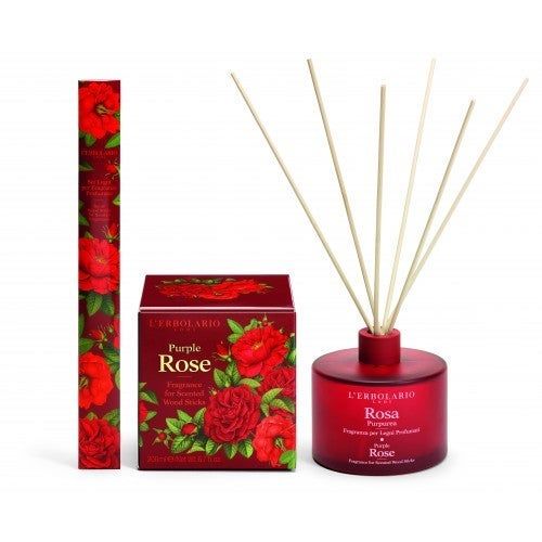 ROSA PURPUREA Parfum d'ambiance avec bâtonnets en bois