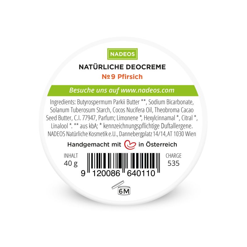 Crème déodorante naturelle Pêche